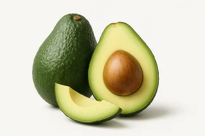 Whole And Sliced Fresh Green Avocado