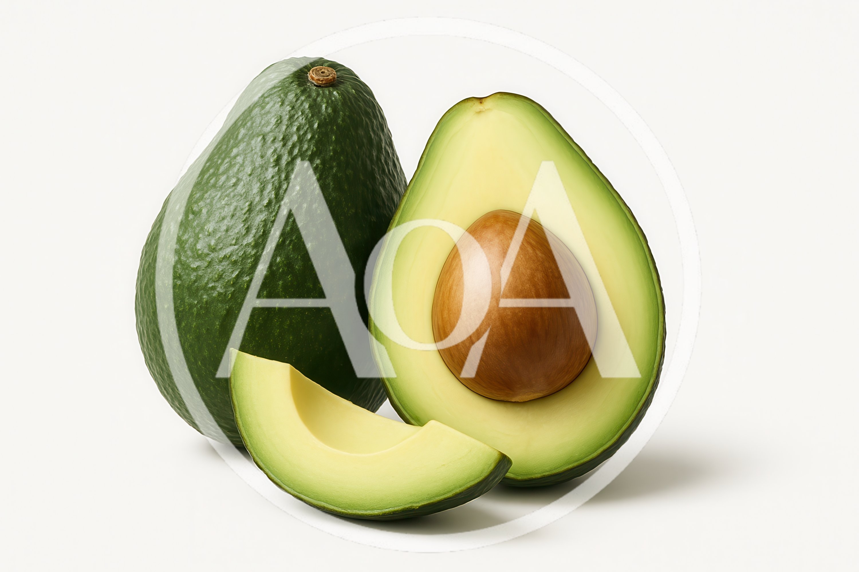 Whole And Sliced Fresh Green Avocado