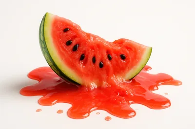 Melting Watermelon Slice On White Background