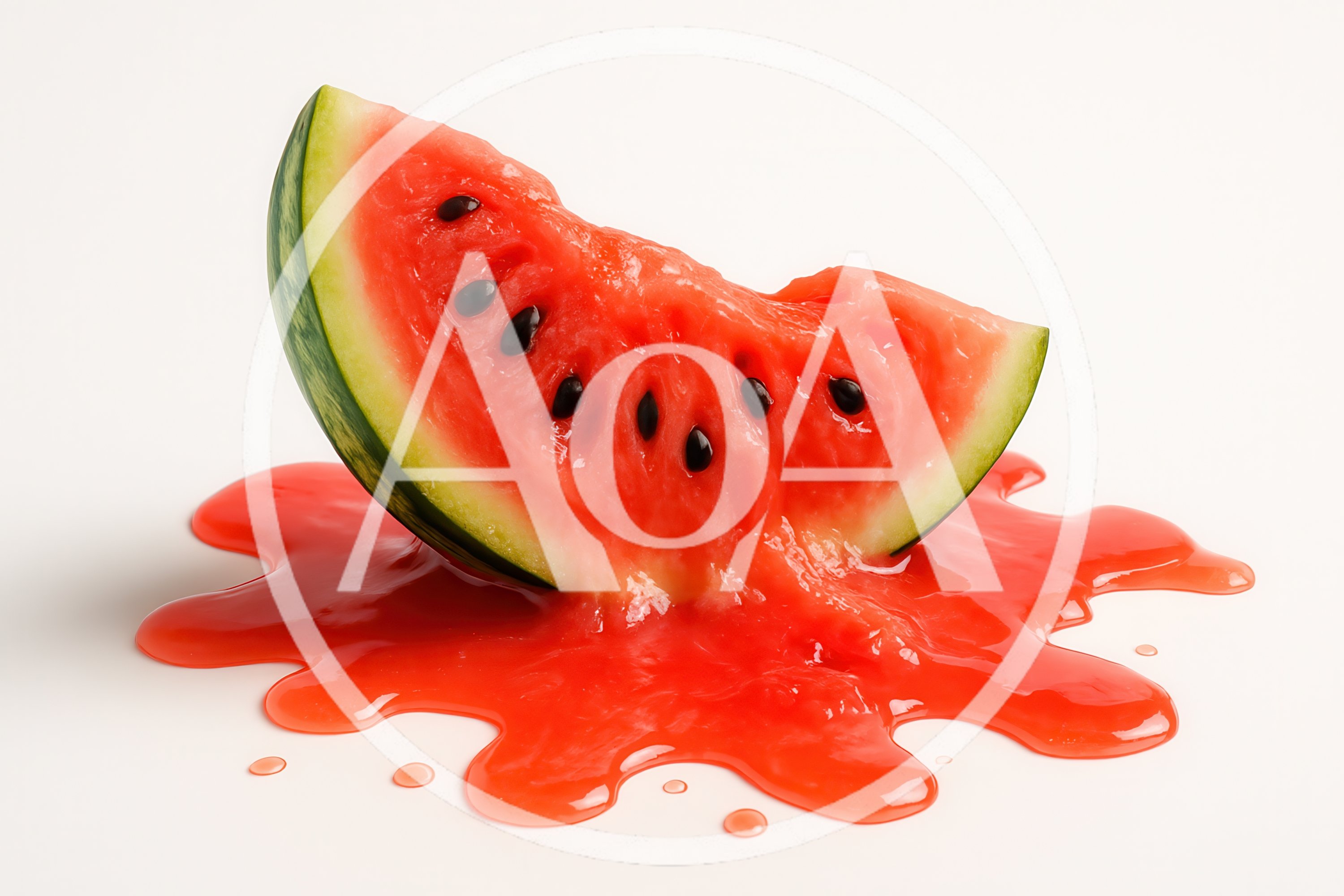 Melting Watermelon Slice On White Background
