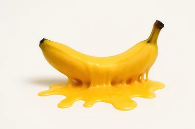 Melting Yellow Banana On A White Background