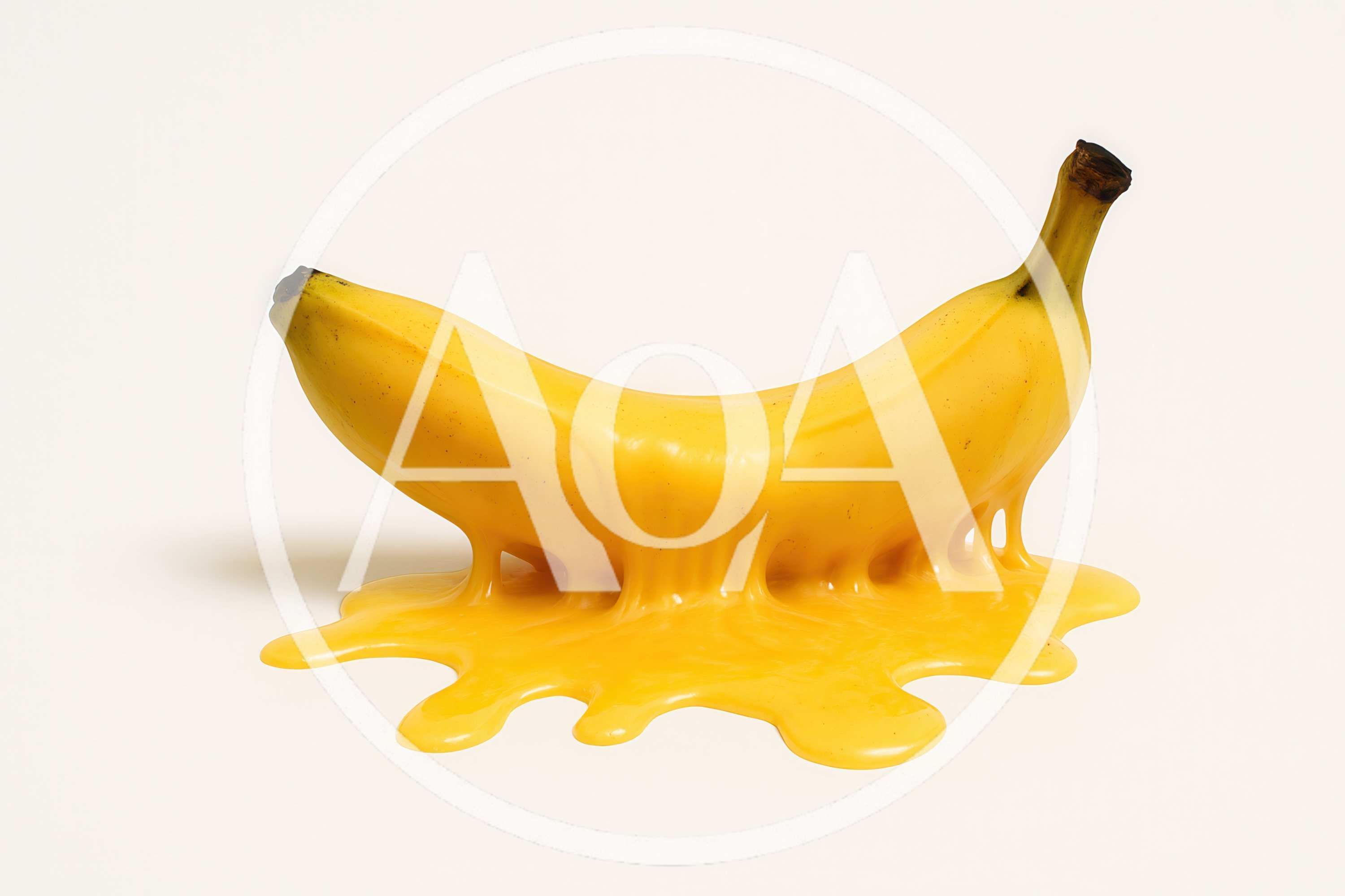 Melting Yellow Banana On A White Background
