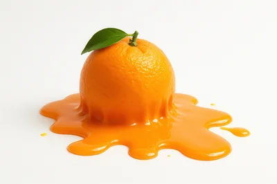Melting Orange Fruit On White Background