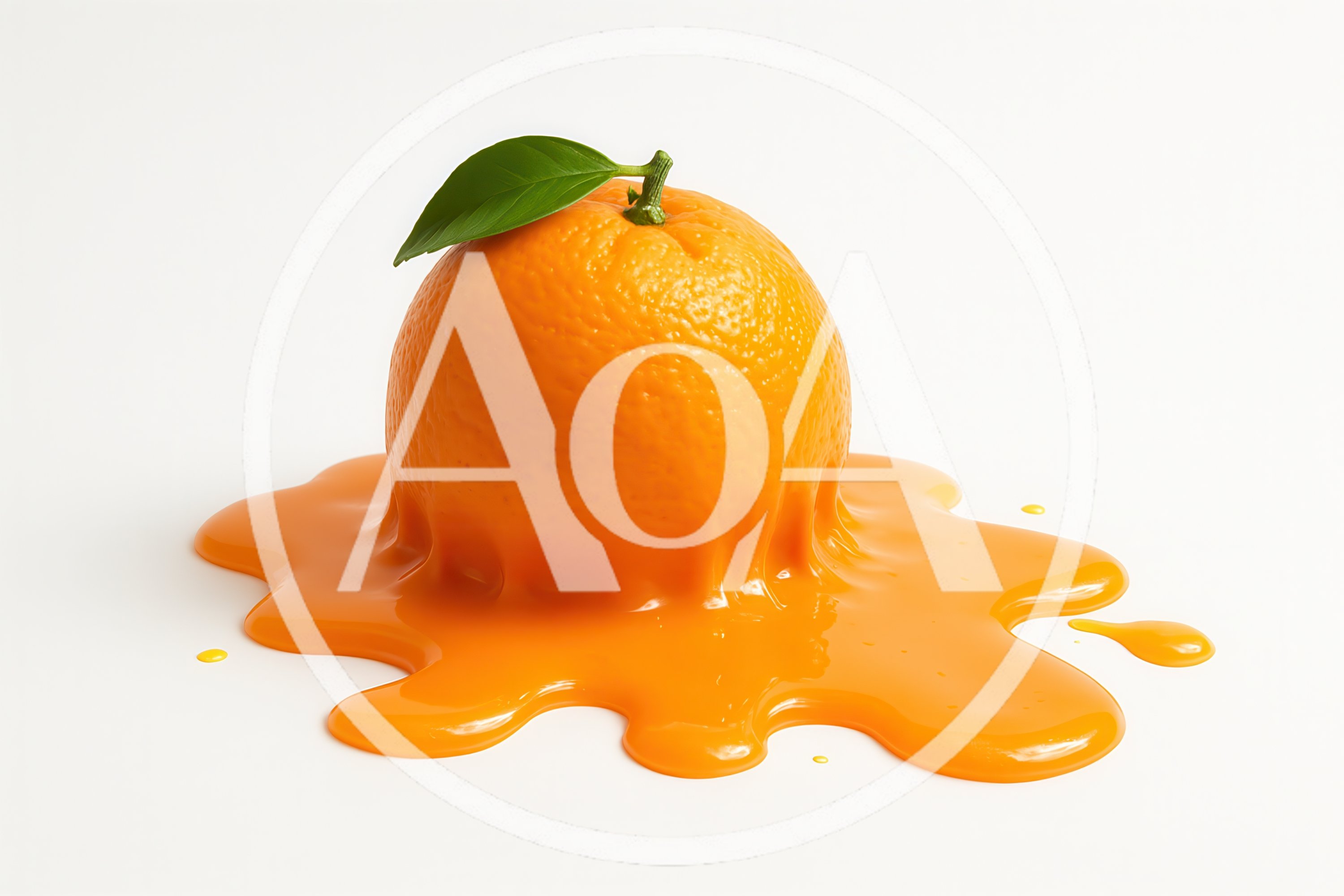 Melting Orange Fruit On White Background