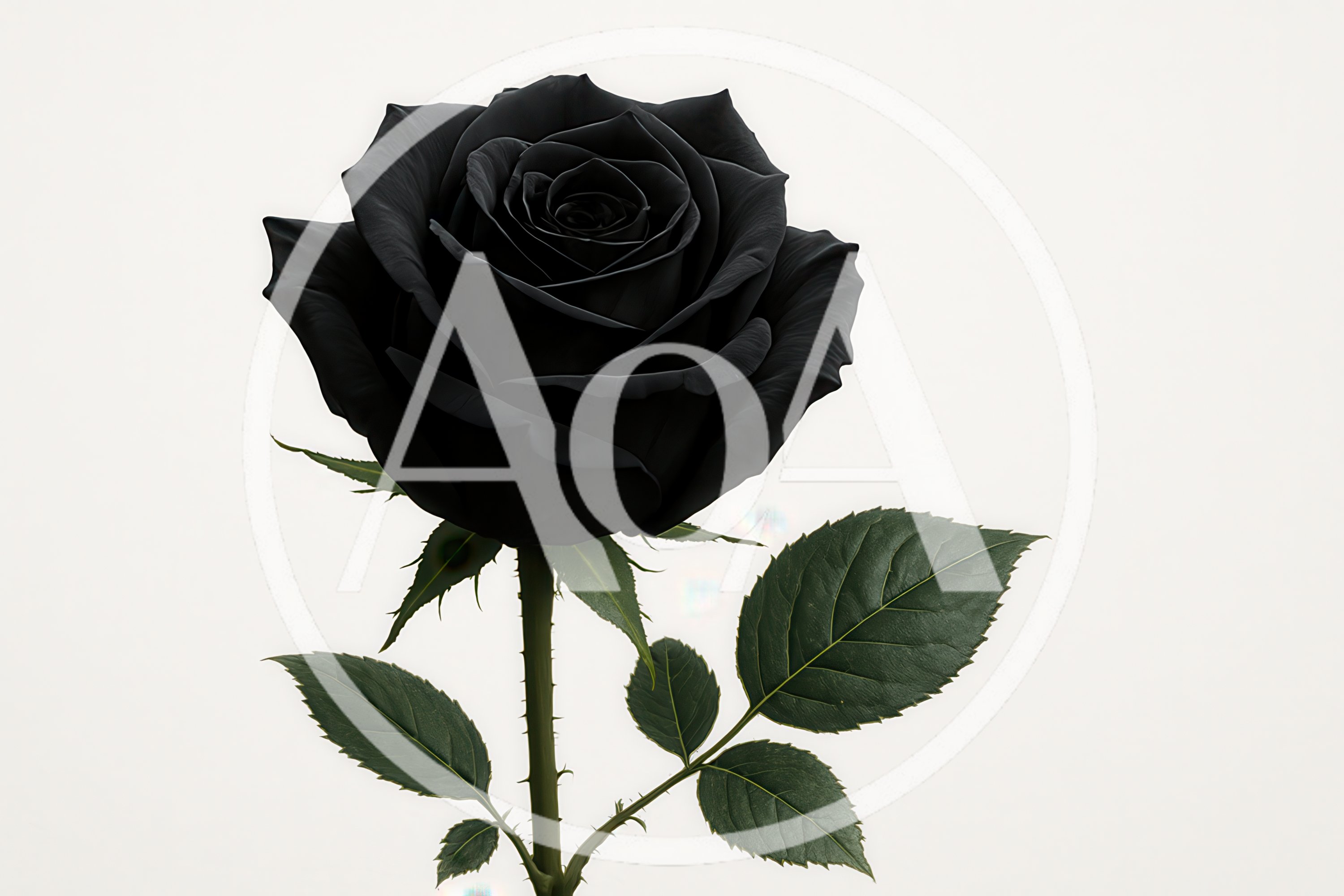 Single Black Rose Isolated On White Background