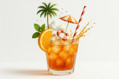 Refreshing Summer Cocktail With Tropical Vacation Elements
