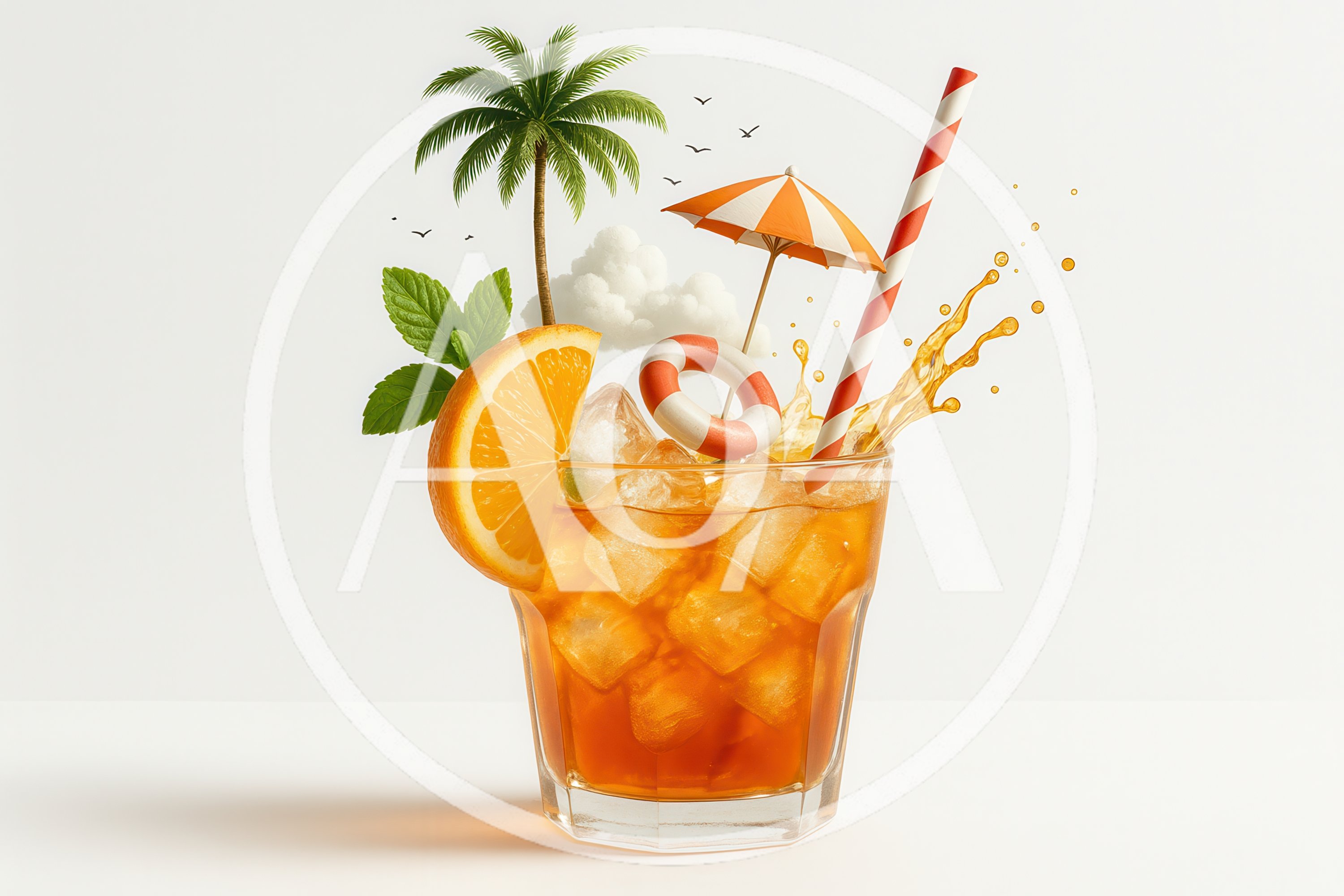Refreshing Summer Cocktail With Tropical Vacation Elements