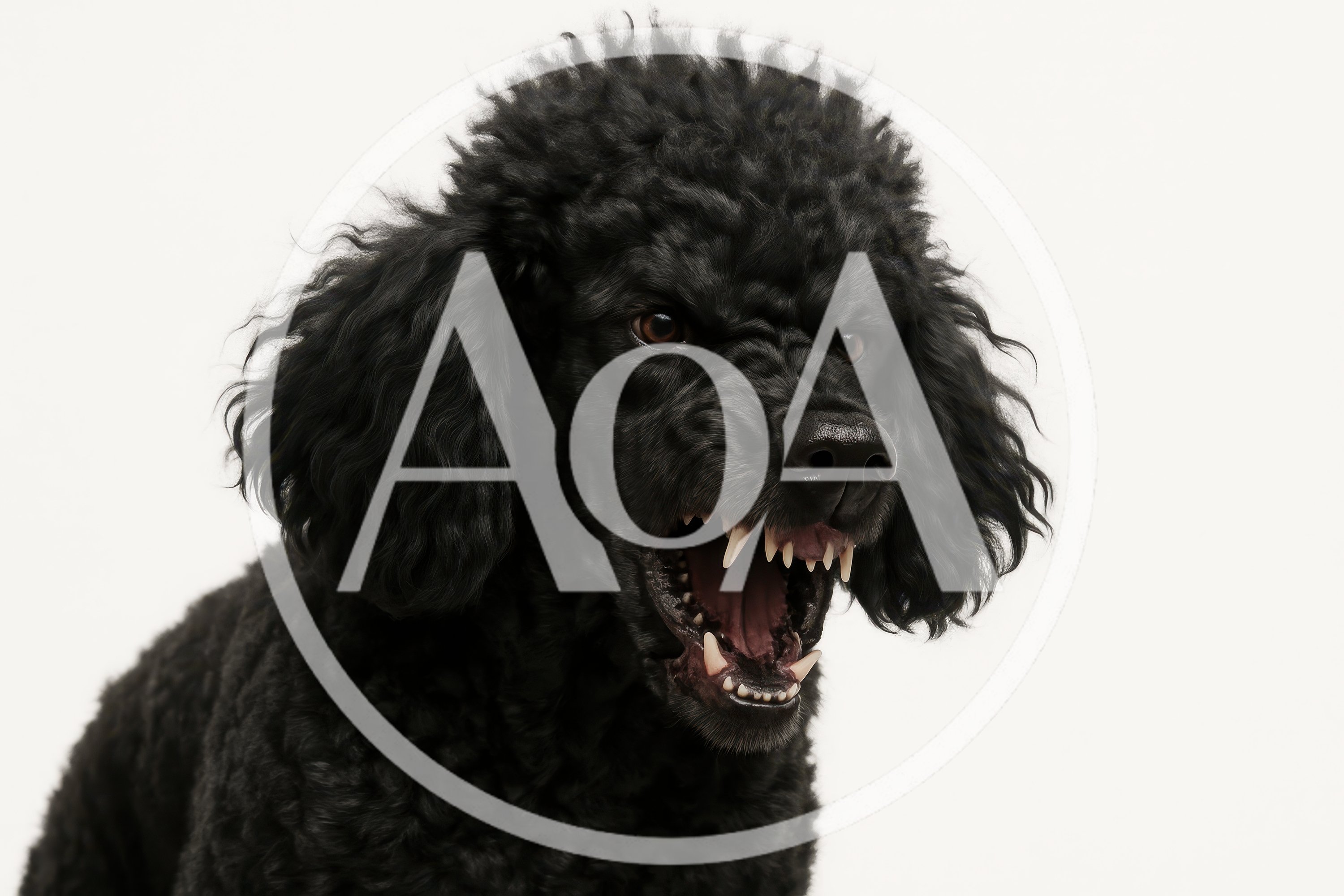 Aggressive Black Poodle Snarling At Camera
