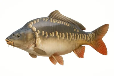 Mirror Carp Fish Isolated On White Background