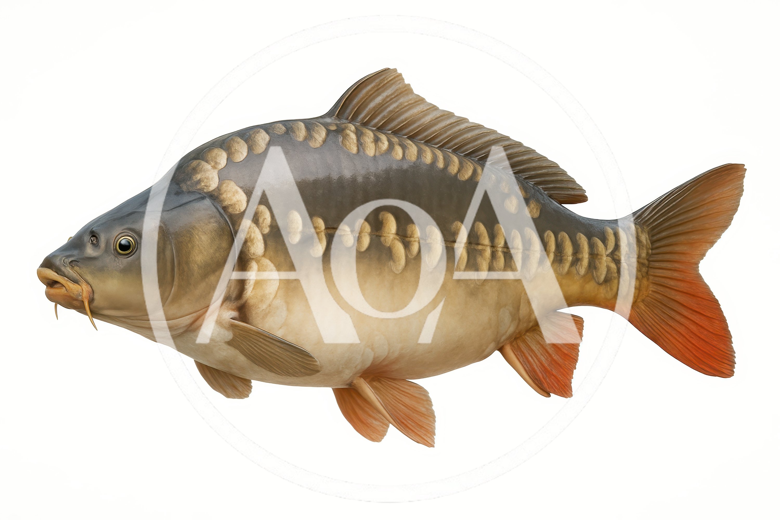 Mirror Carp Fish Isolated On White Background