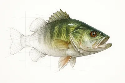 Detailed Scientific Illustration Of A Largemouth Bass
