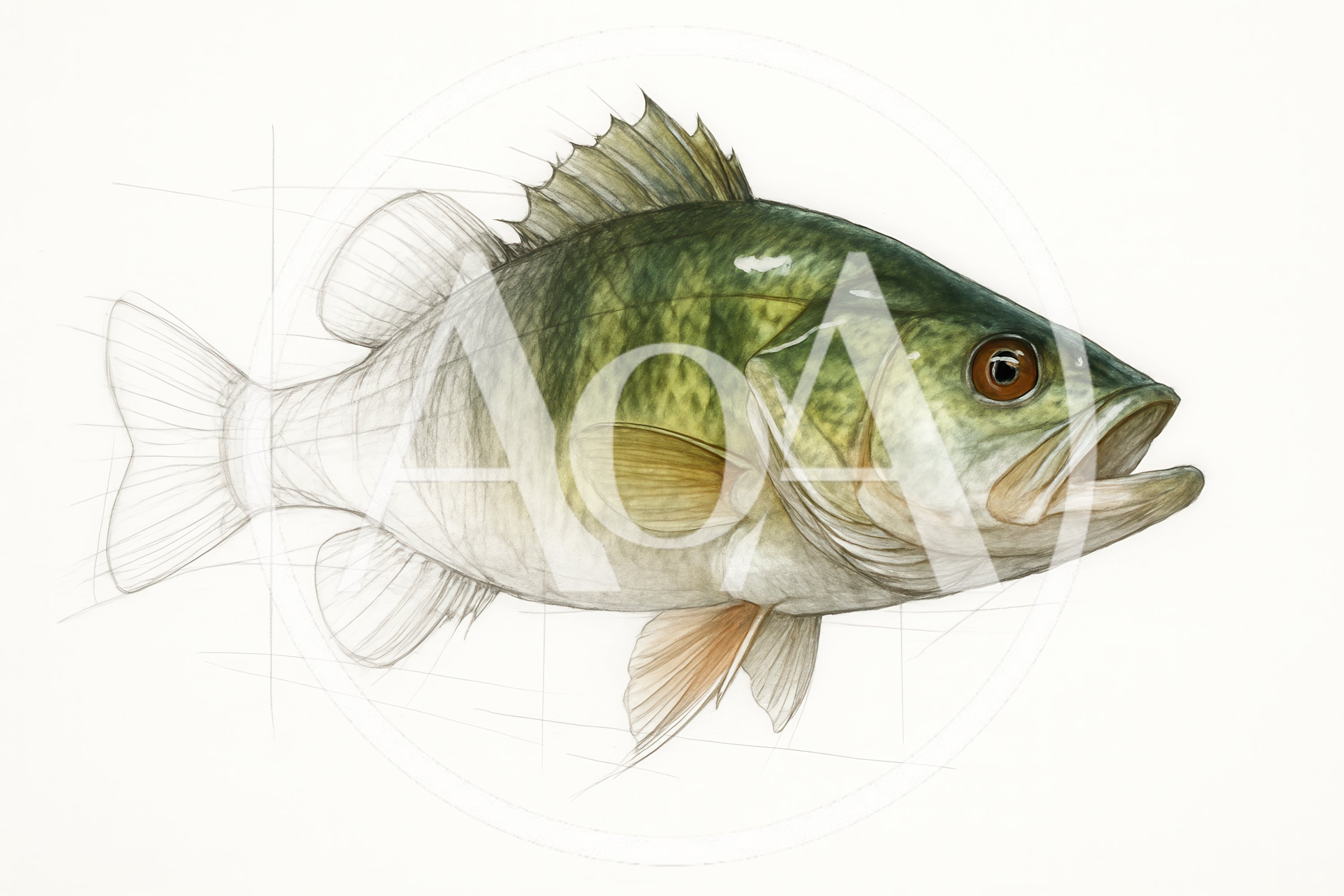 Detailed Scientific Illustration Of A Largemouth Bass