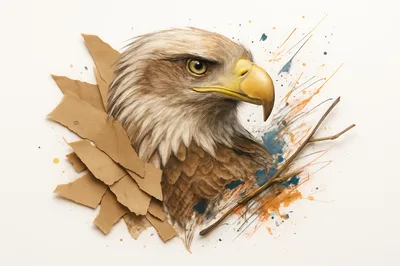 Artistic Illustration Of A Majestic Bald Eagle Head