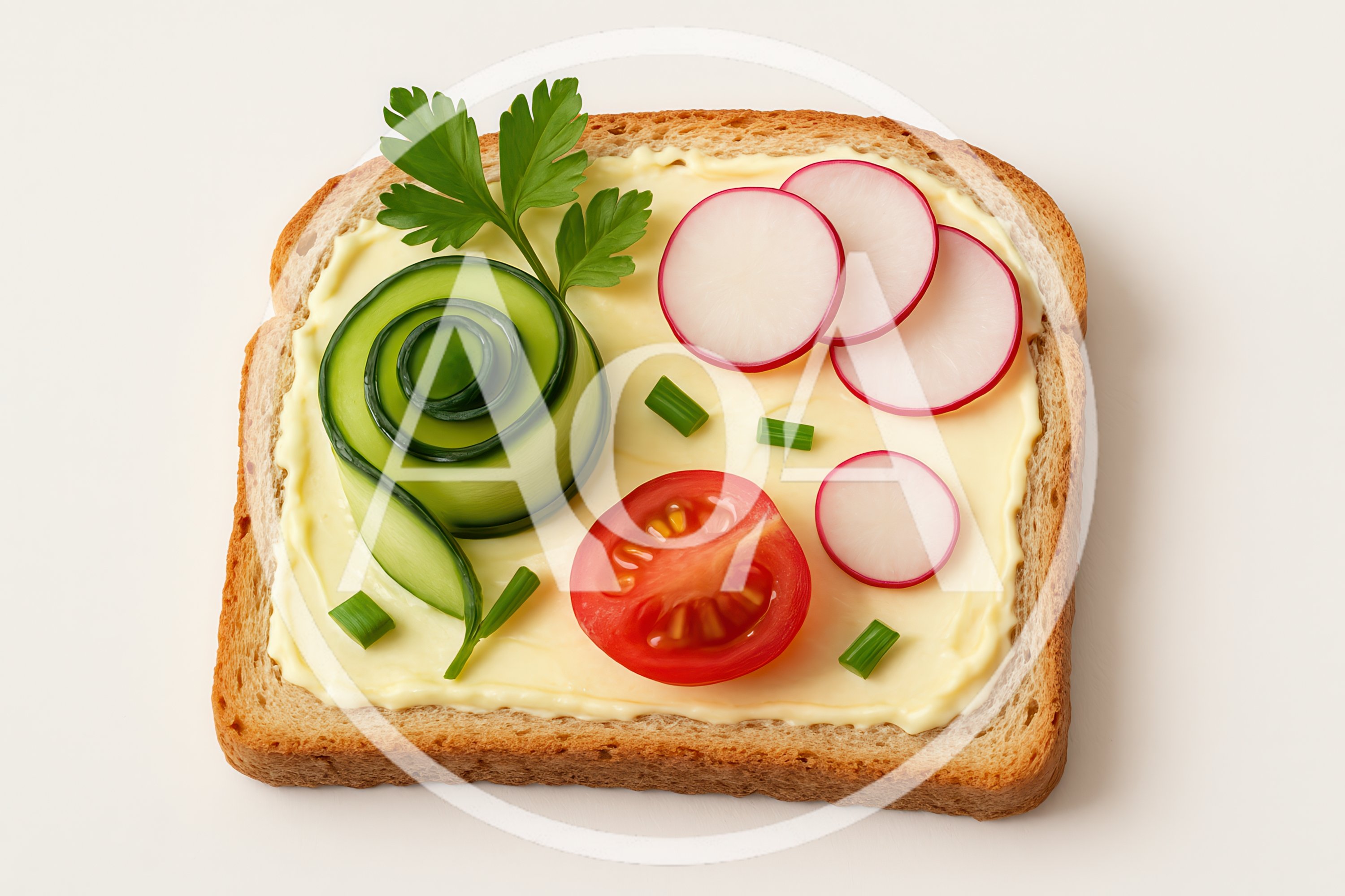 Vegetable Topped Toast With Butter And Fresh Herbs