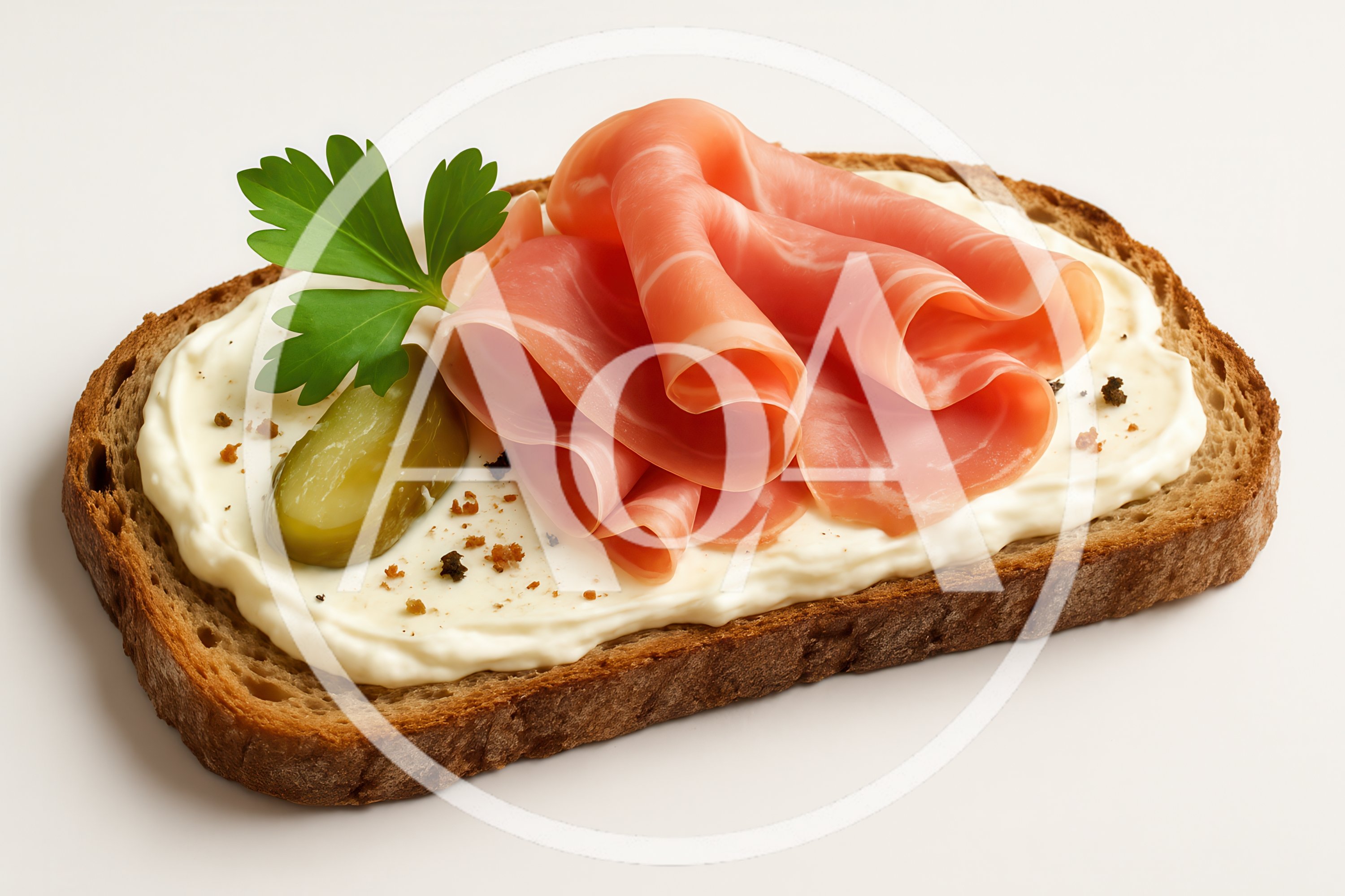 Open Faced Sandwich With Ham And Cream Cheese