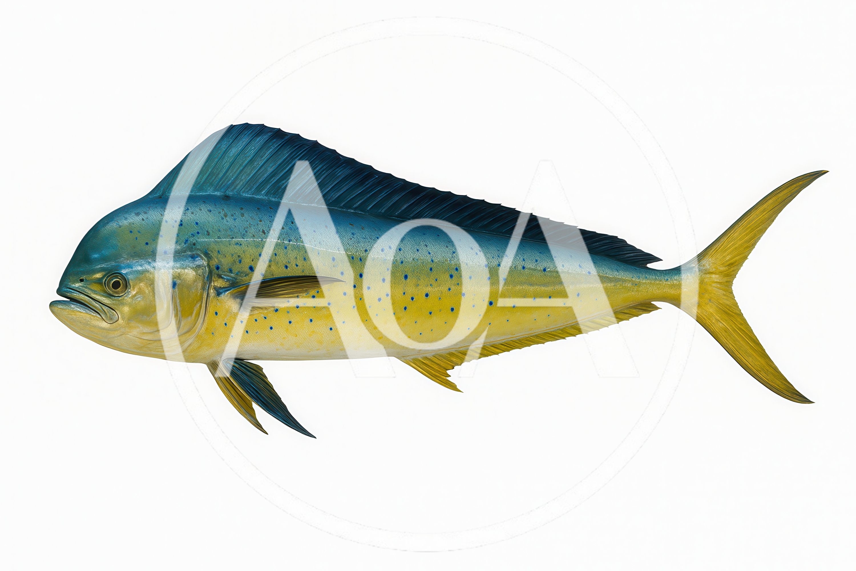Studio Portrait Of A Vibrant Mahi Mahi Fish
