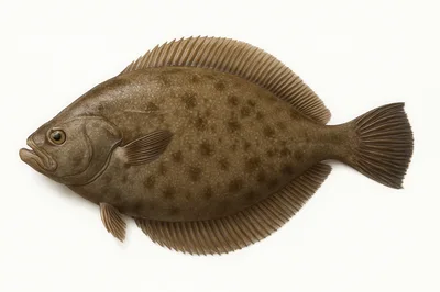 Detailed Illustration Of A Flatfish On White Background