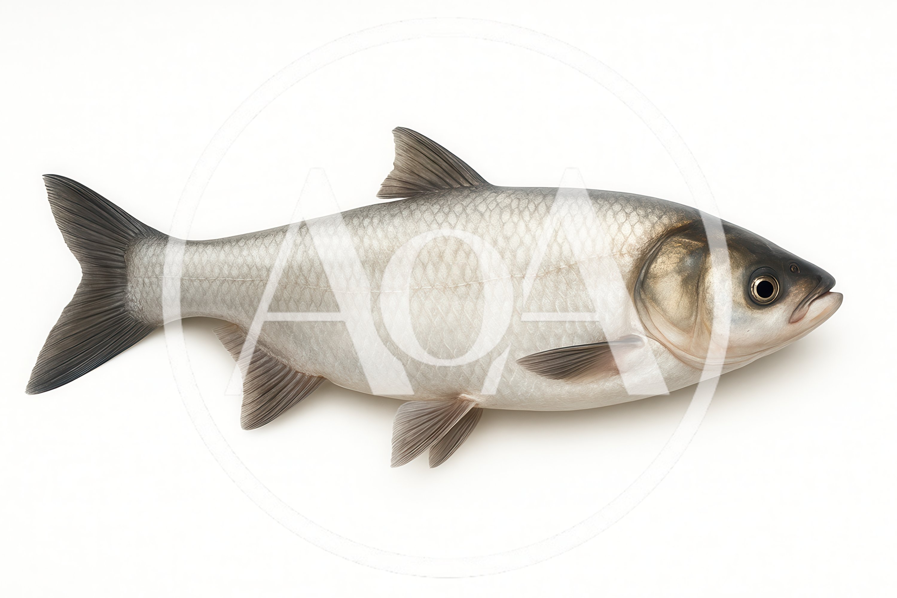 Silver Carp Fish Isolated On White Background