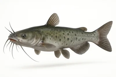 Spotted Channel Catfish Isolated On White Background