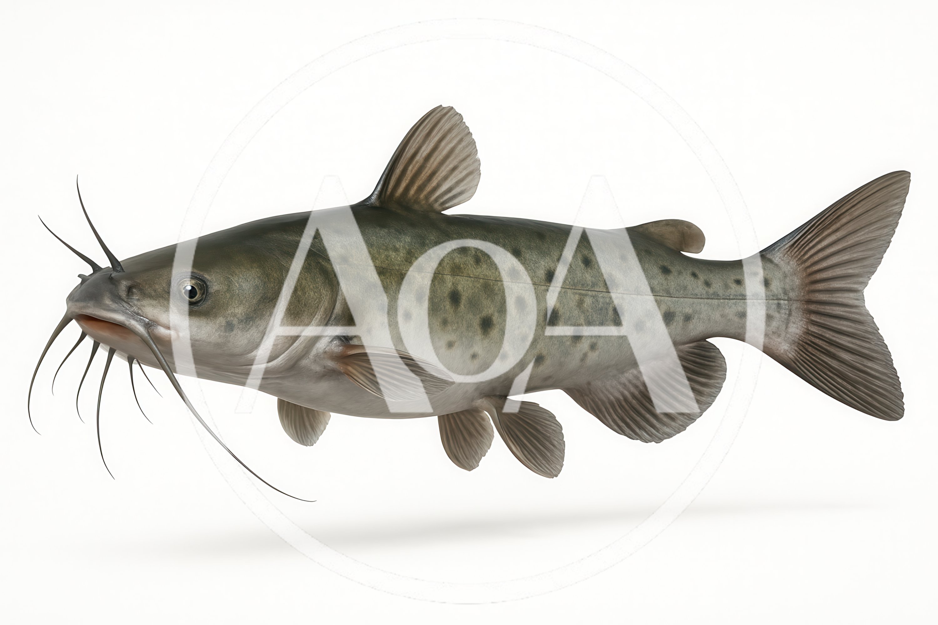 Spotted Channel Catfish Isolated On White Background