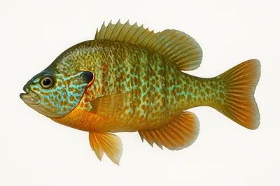 Pumpkinseed Sunfish Isolated On White Background