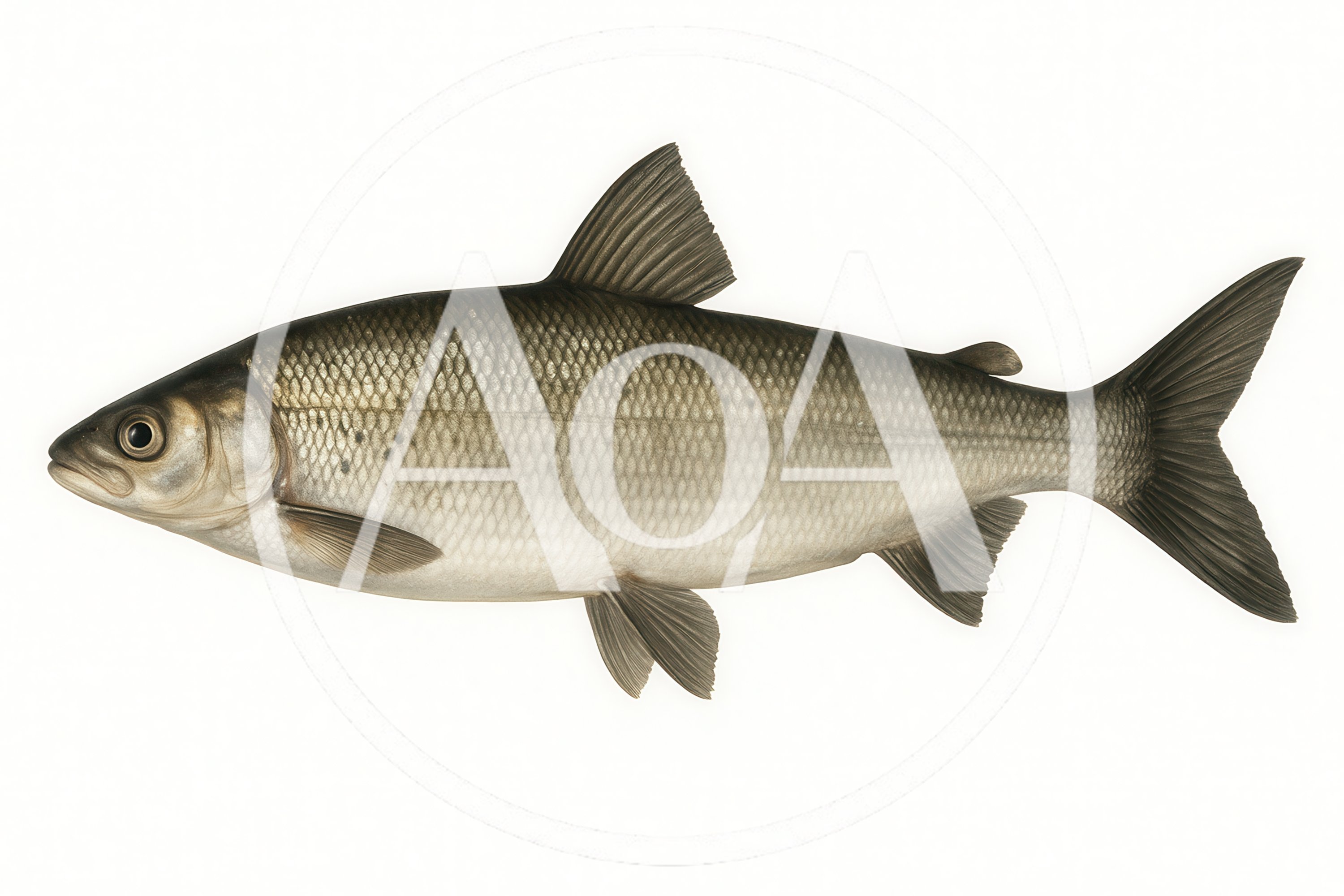 Detailed Illustration Of A Whitefish On White Background