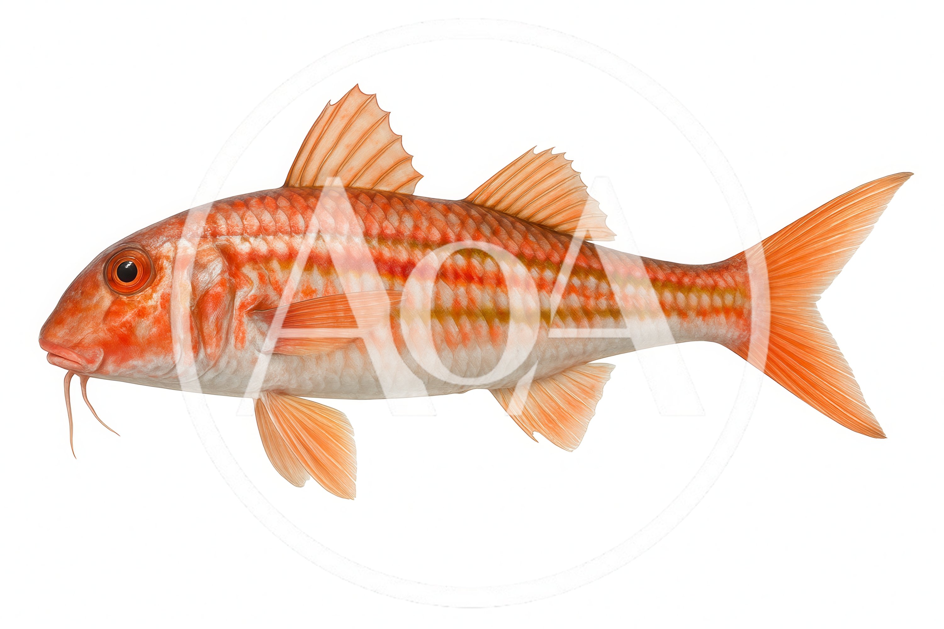 Red Mullet Fish Isolated On White Background