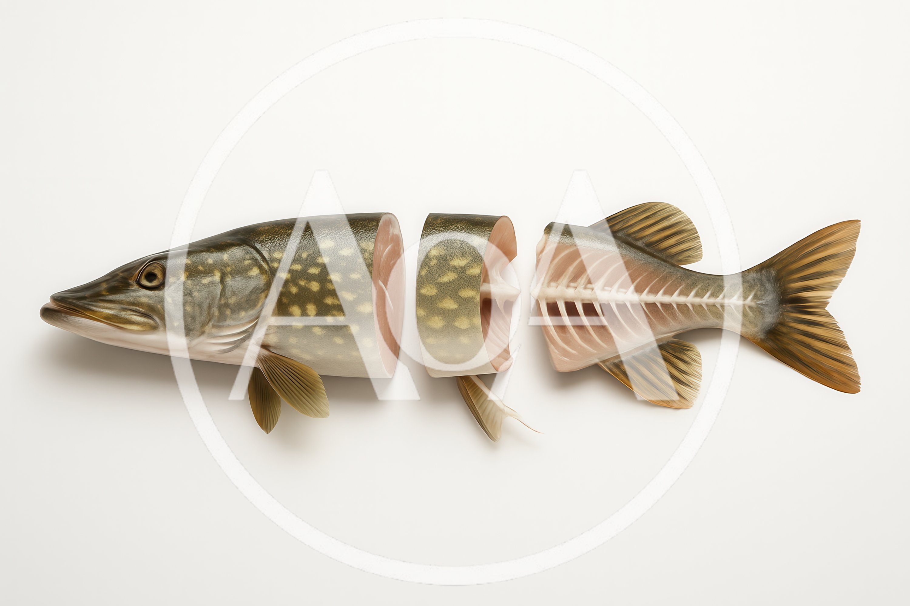 Three Pieces Of A Cut Northern Pike Fish