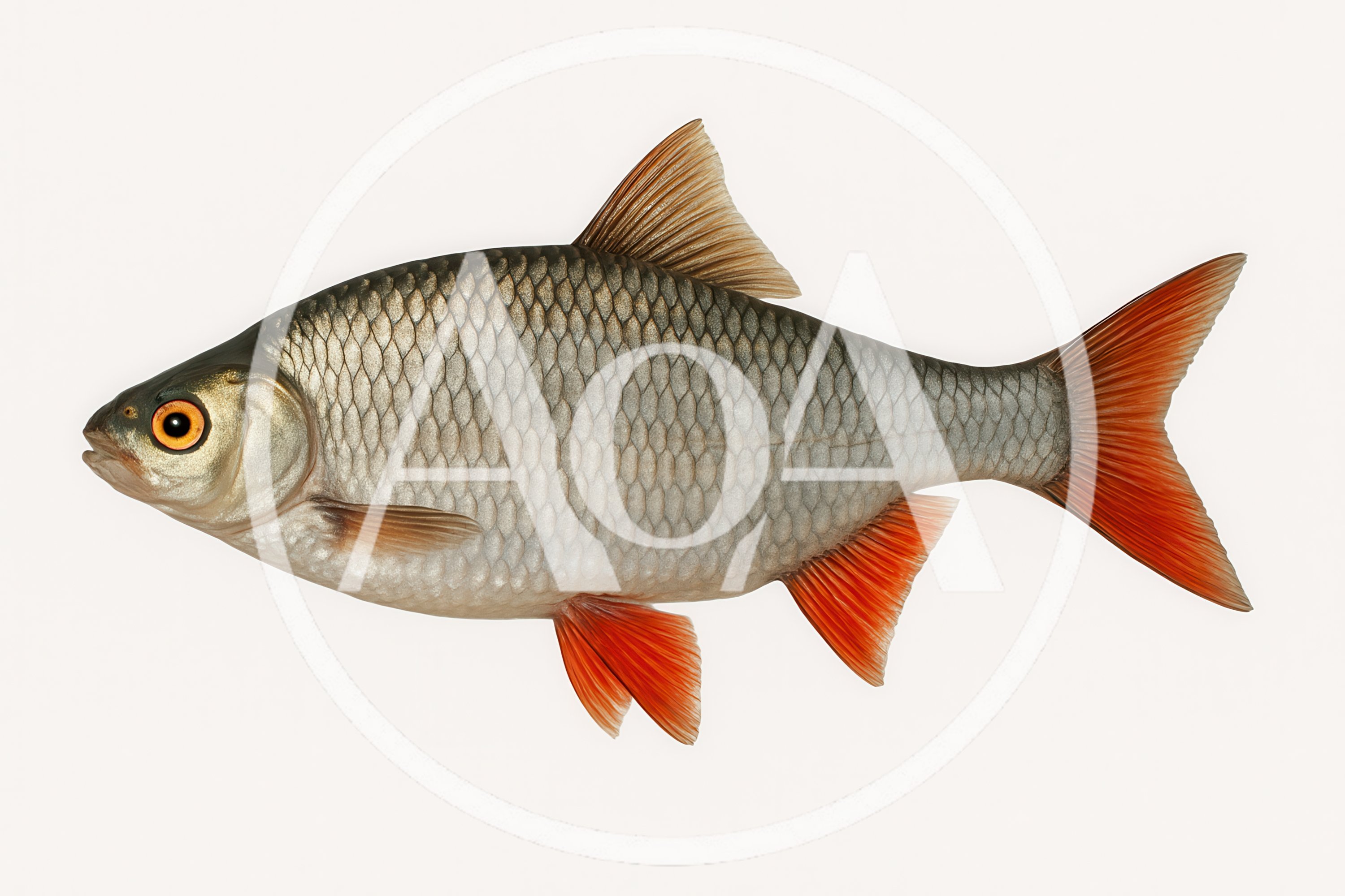 Common Rudd Fish Isolated On White Background