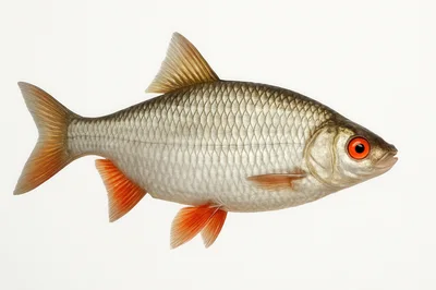 Common Rudd Fish Isolated On White Background