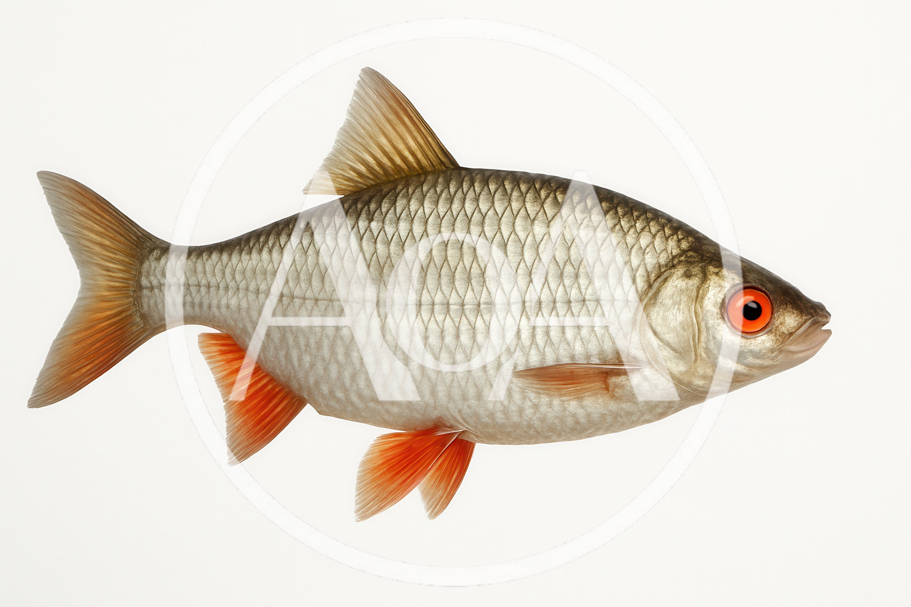 Common Rudd Fish Isolated On White Background