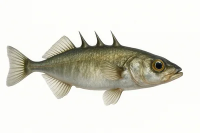 Three Spined Stickleback Fish Isolated On White Background