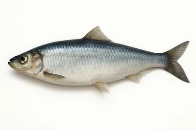 Fresh Atlantic Herring Fish Isolated On White Background