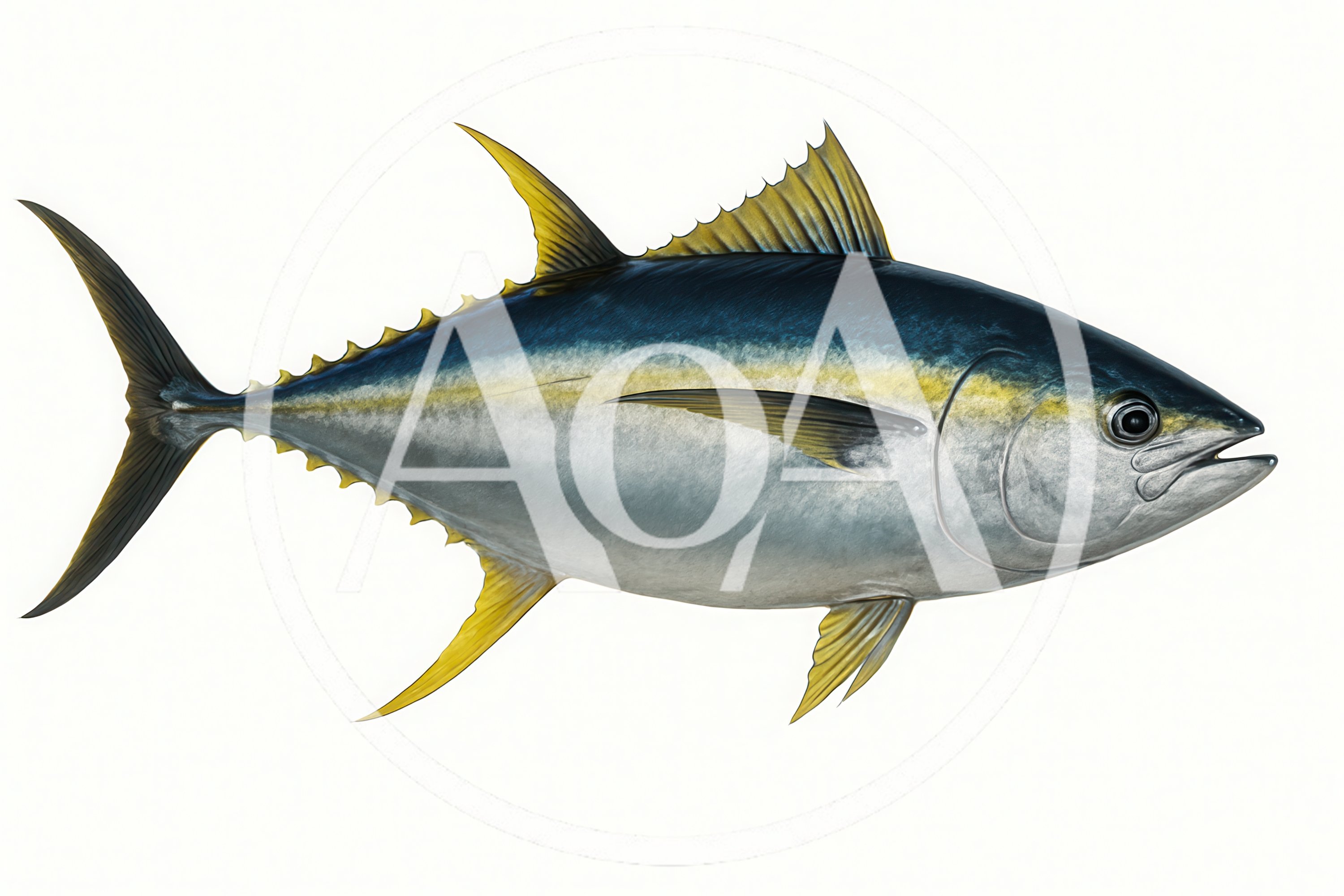 Yellowfin Tuna Fish Isolated On White Background