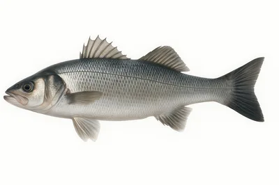 European Sea Bass Isolated On White Background