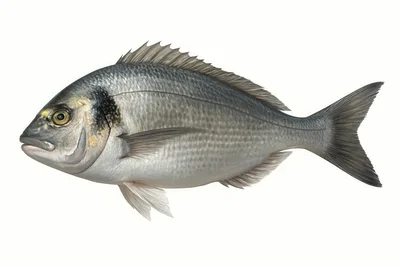 Gilt-Head Bream Fish Isolated On White Background