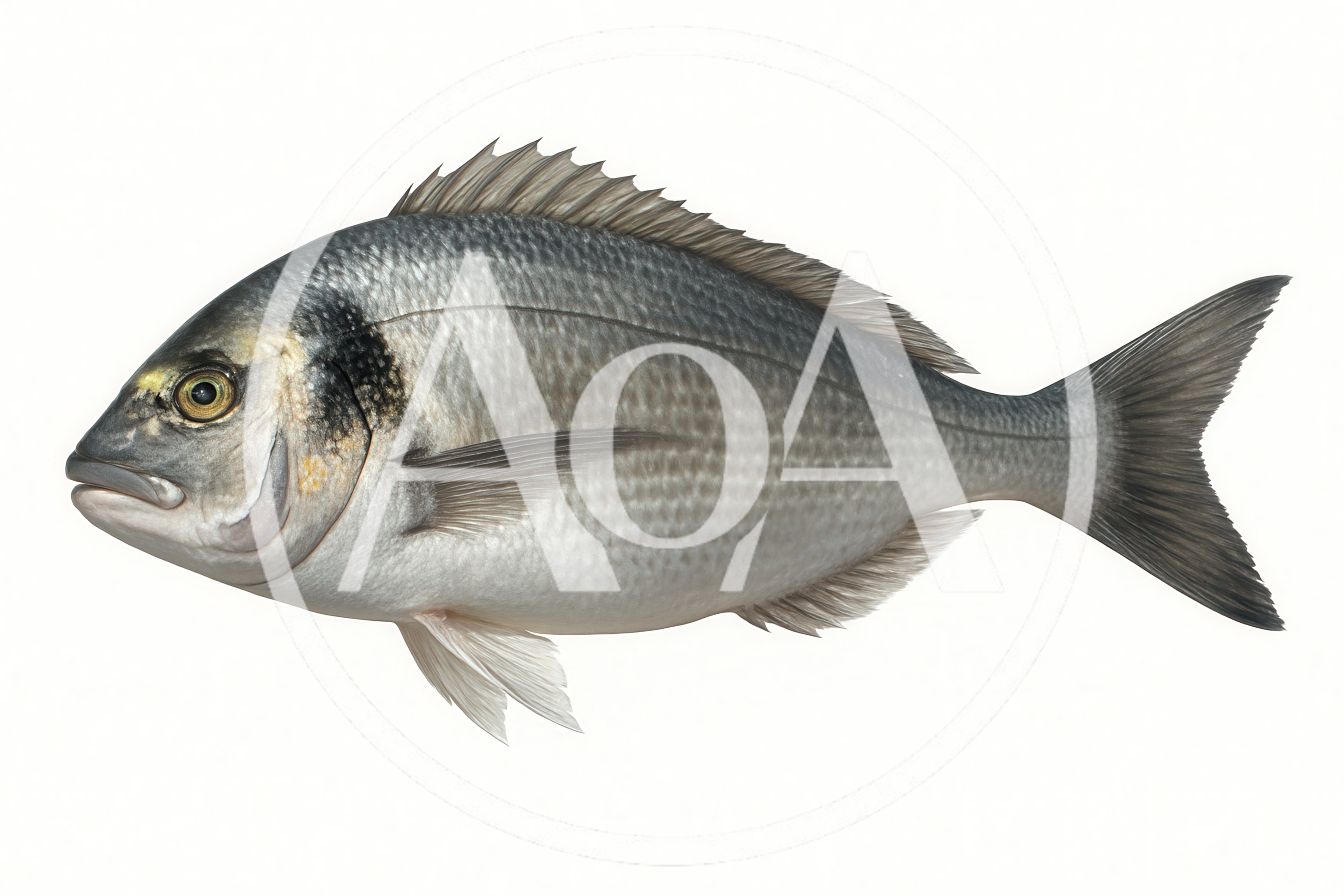 Gilt-Head Bream Fish Isolated On White Background