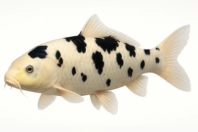 White And Black Spotted Koi Fish Swimming