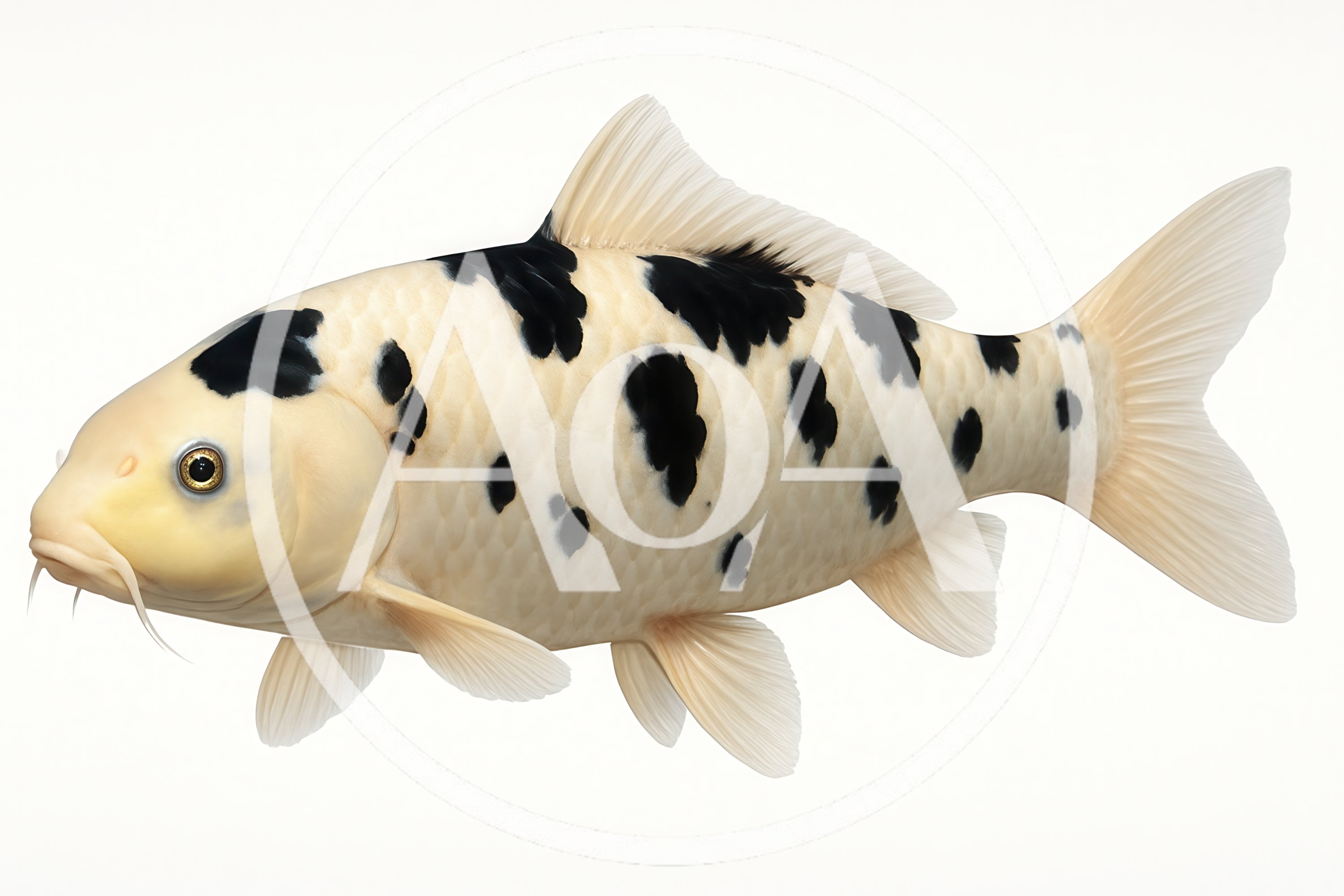 White And Black Spotted Koi Fish Swimming