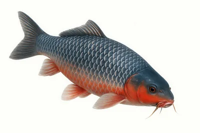 Realistic Common Carp Fish Isolated On White Background