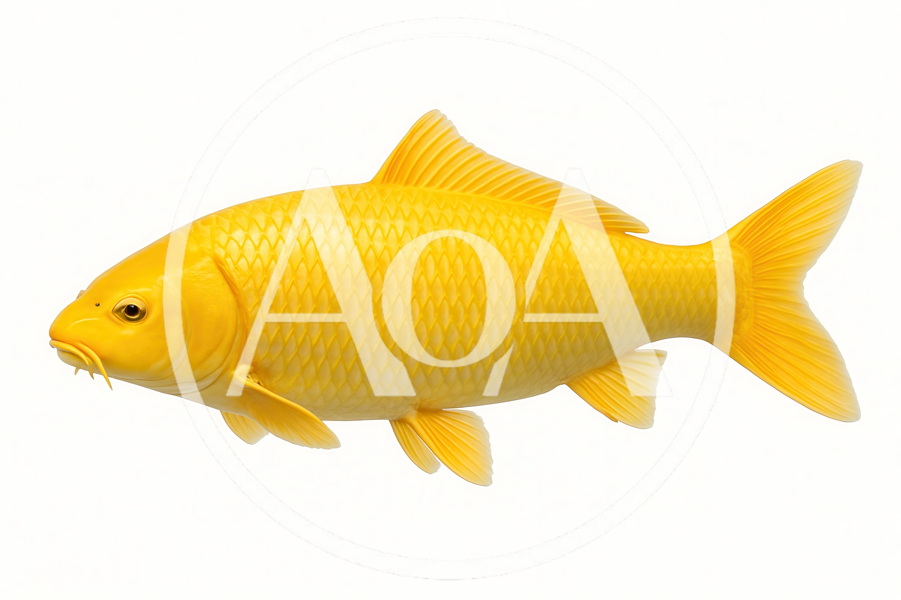 Golden Koi Fish Isolated On White Background