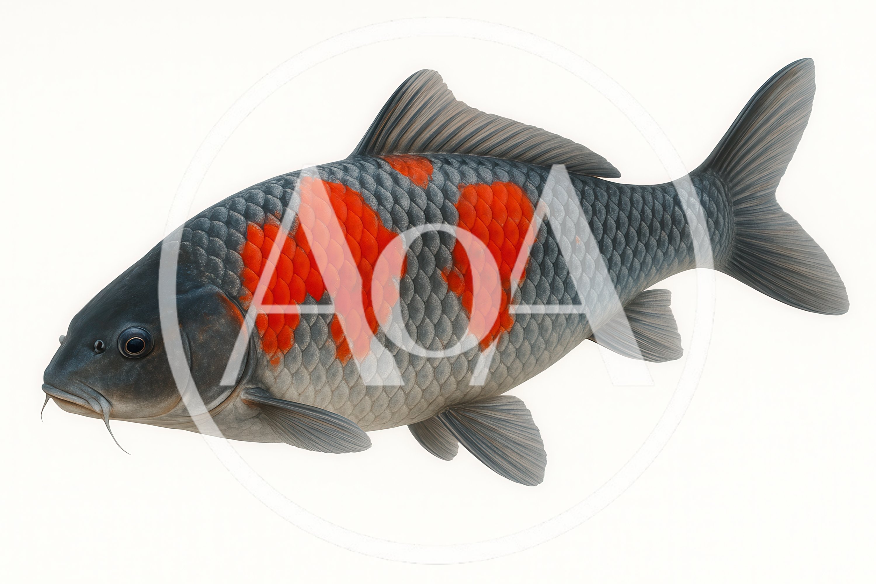 Koi Fish With Red And Grey Scales