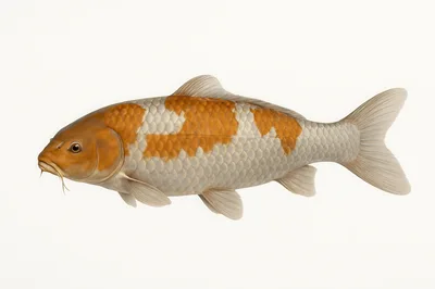 Isolated Orange And White Koi Fish