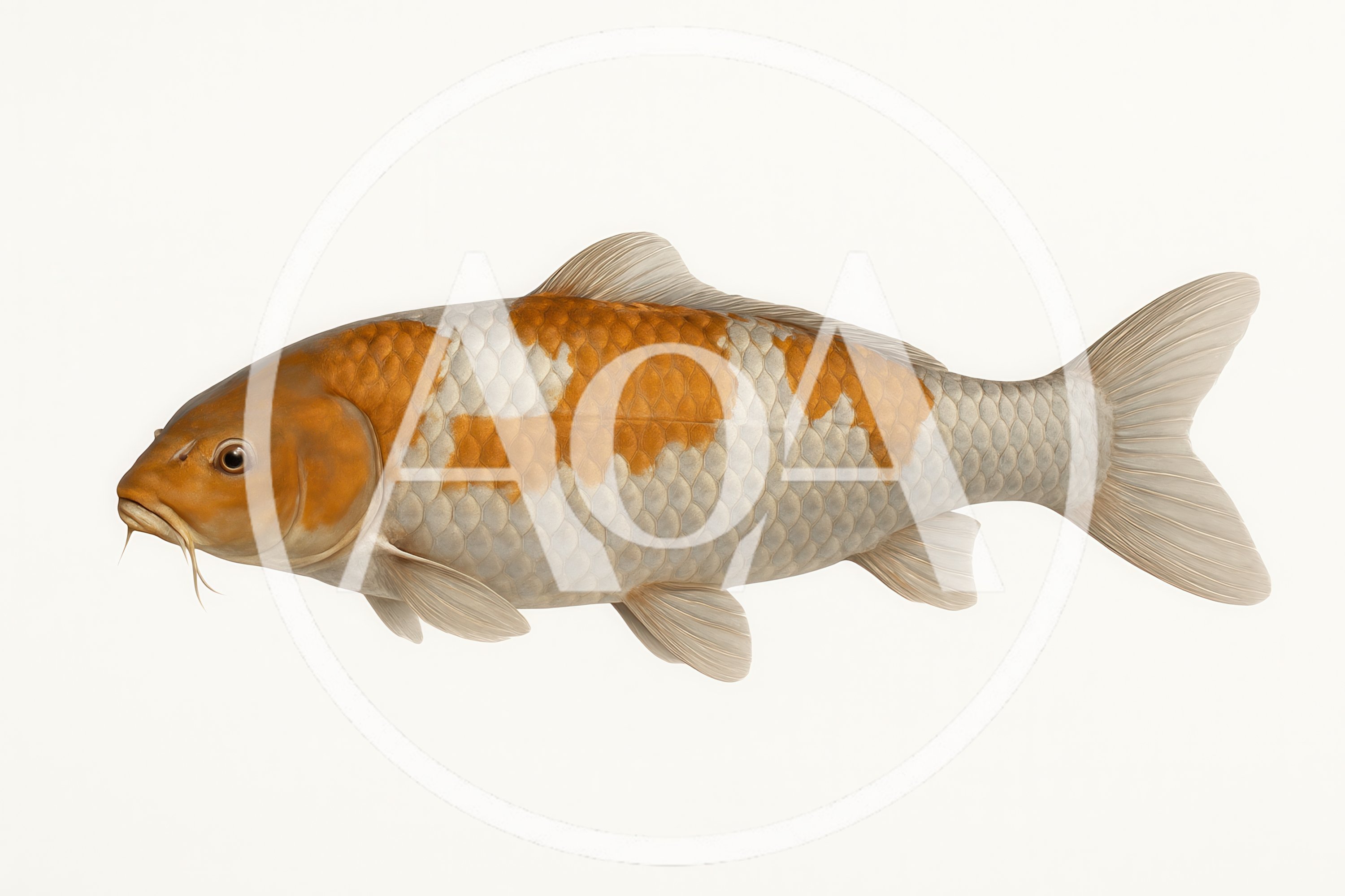 Isolated Orange And White Koi Fish