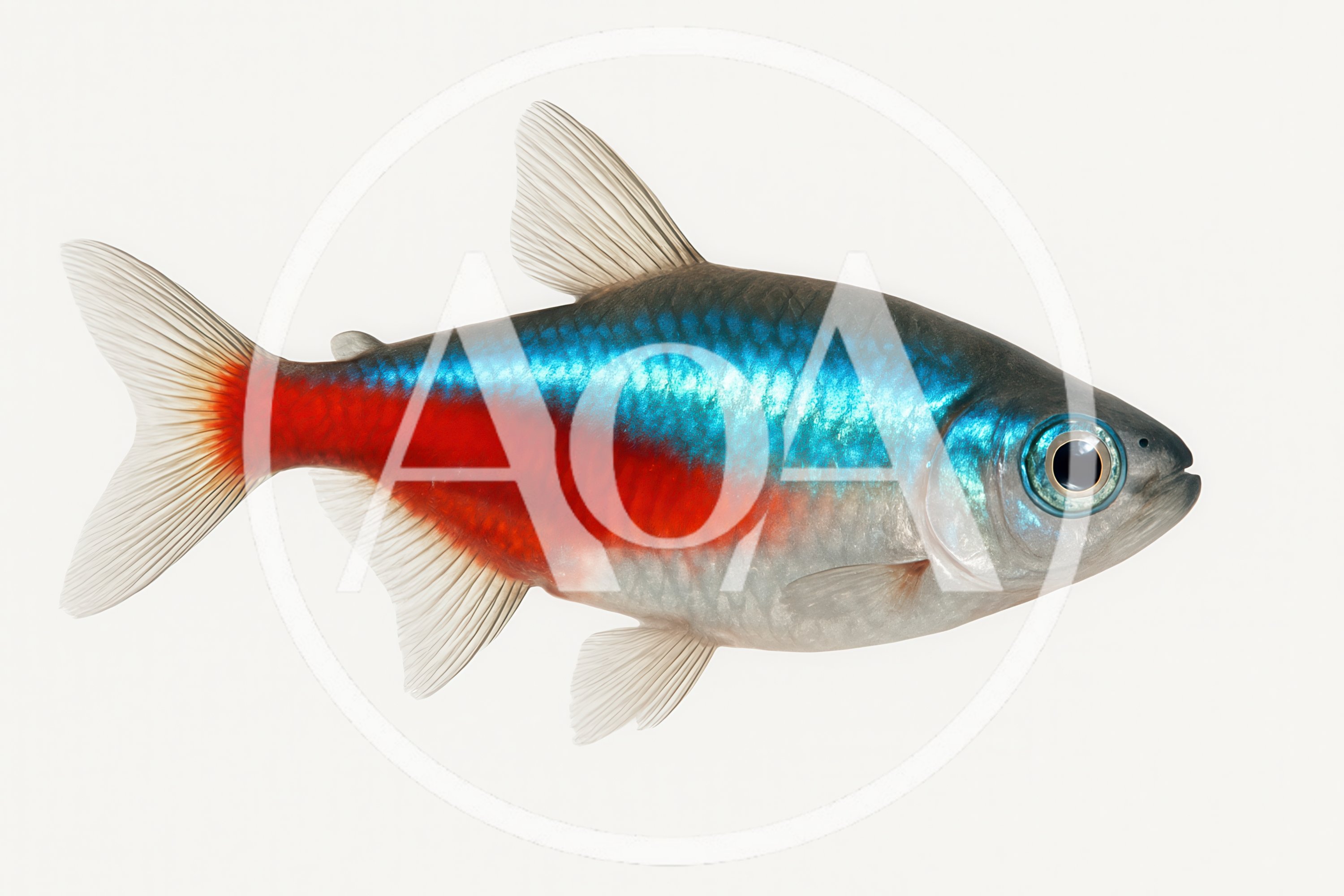 Neon Tetra Fish Isolated On White Background