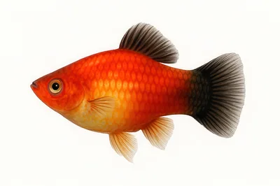 Red Wagtail Platy Fish Isolated On White Background