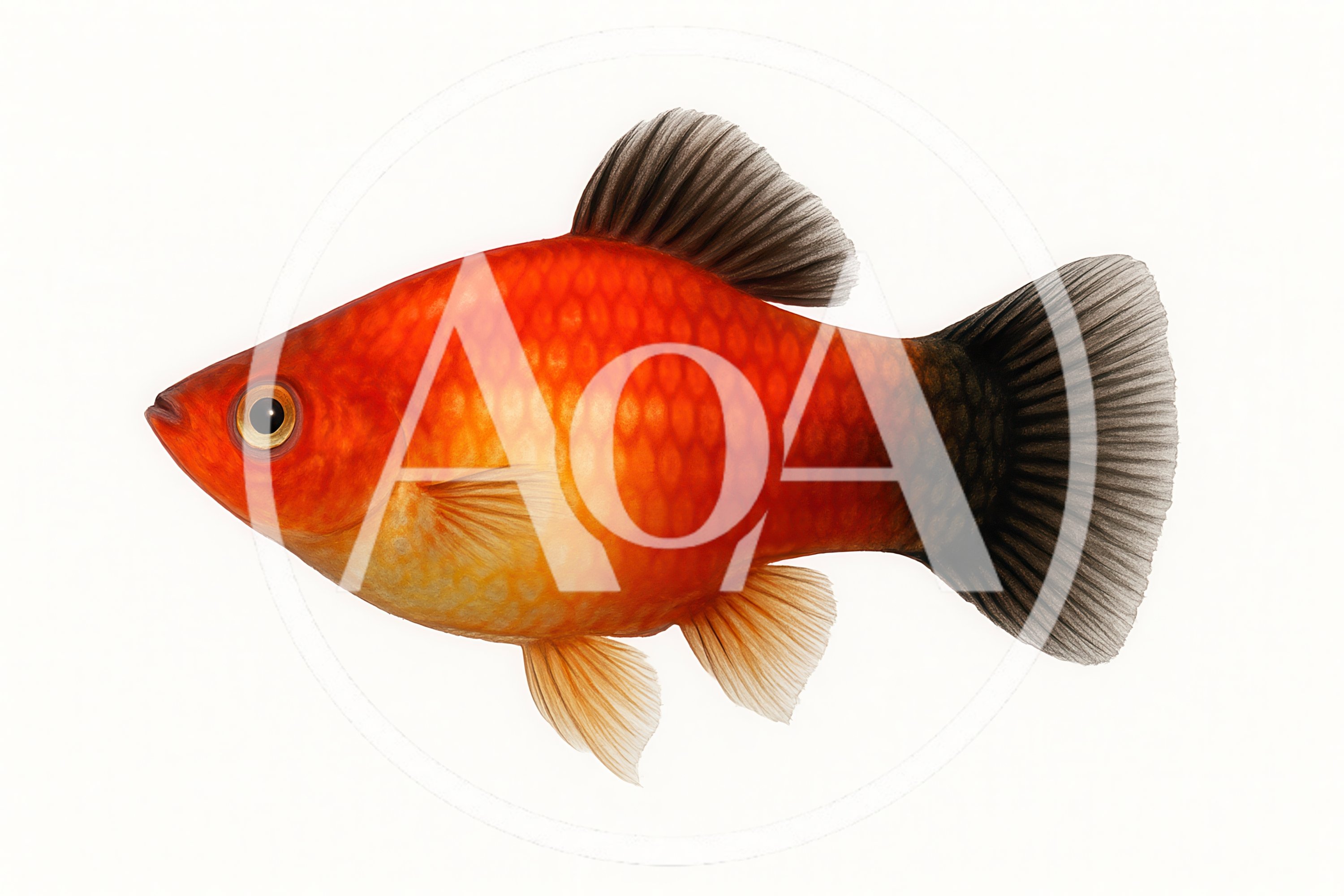 Red Wagtail Platy Fish Isolated On White Background