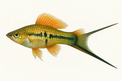 Green Swordtail Fish Isolated On White Background