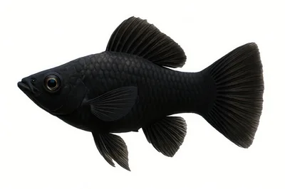 Black Molly Fish Isolated On White Background