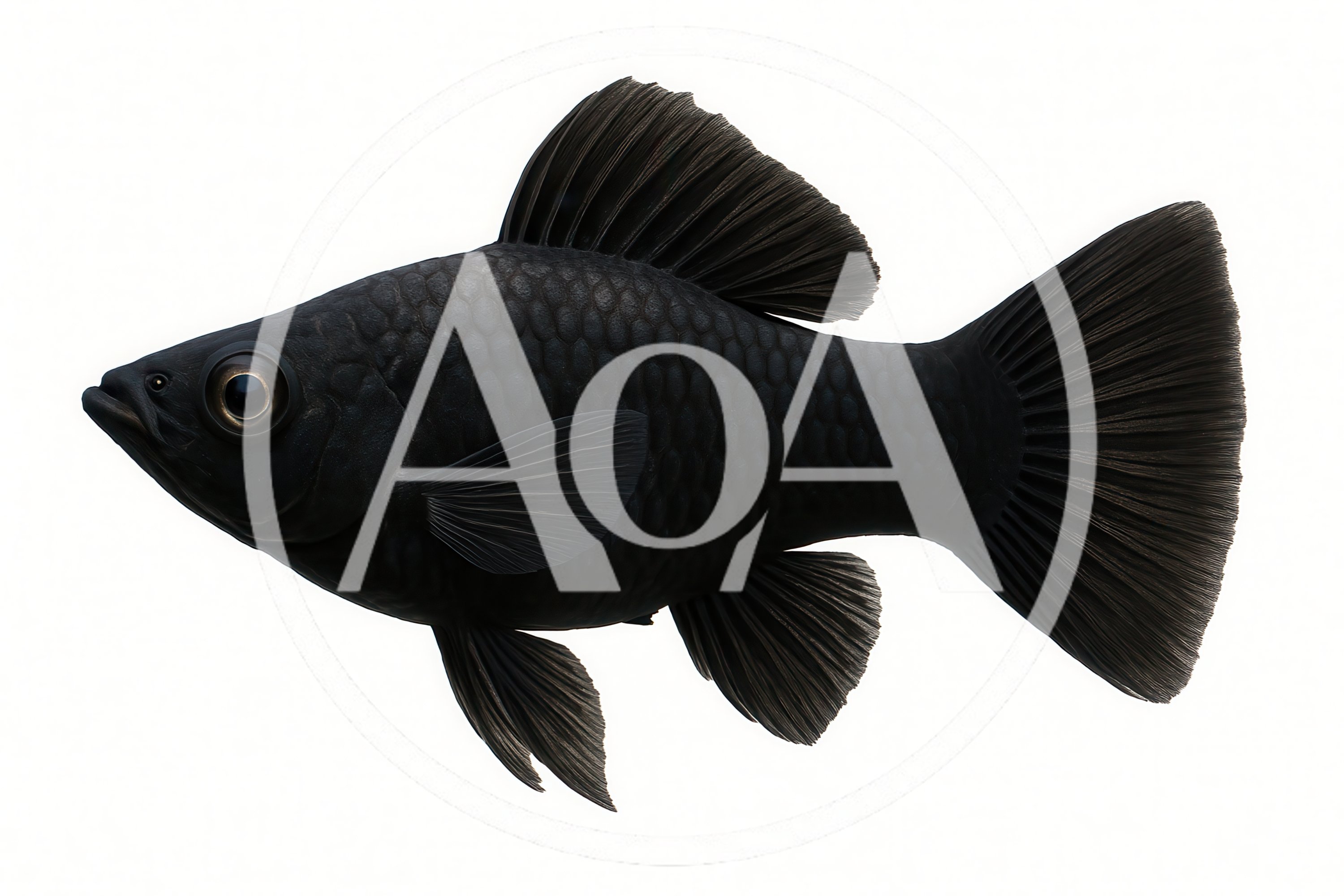 Black Molly Fish Isolated On White Background